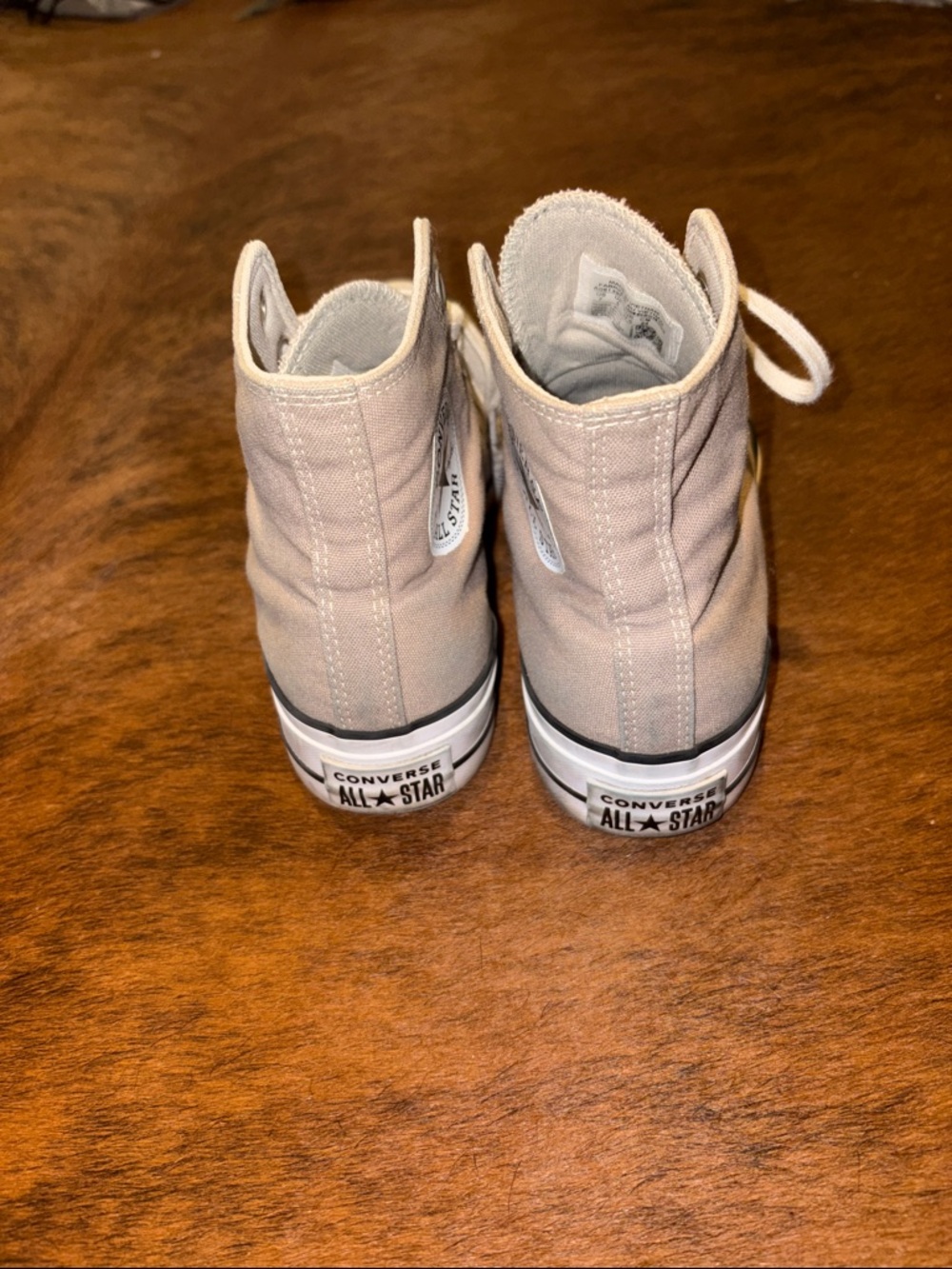 Converse High-Top Canvas Sneakers in Light Taupe and White - Picture 3 of 4